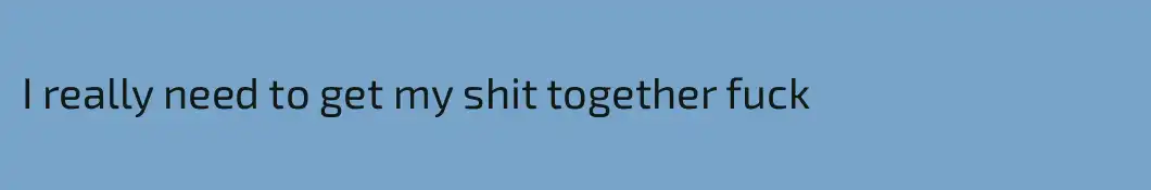 I really need to get my shit together fuck